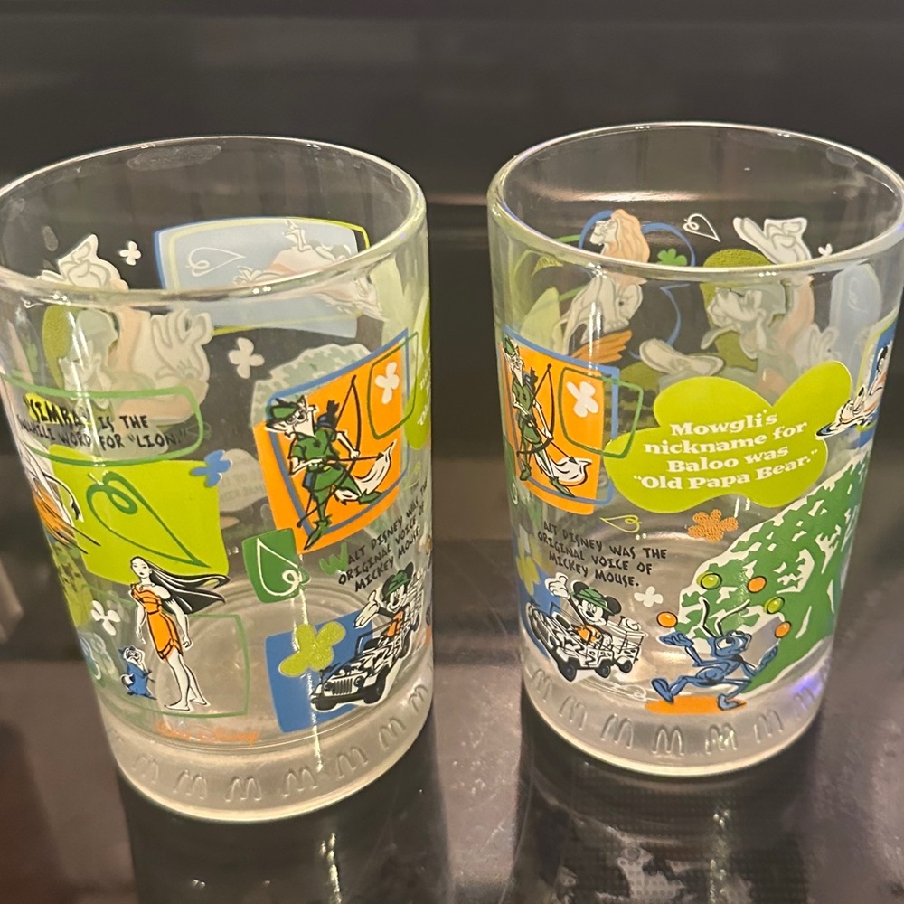 McDonalds Disney 100 Anniversary Glasses Set of Two